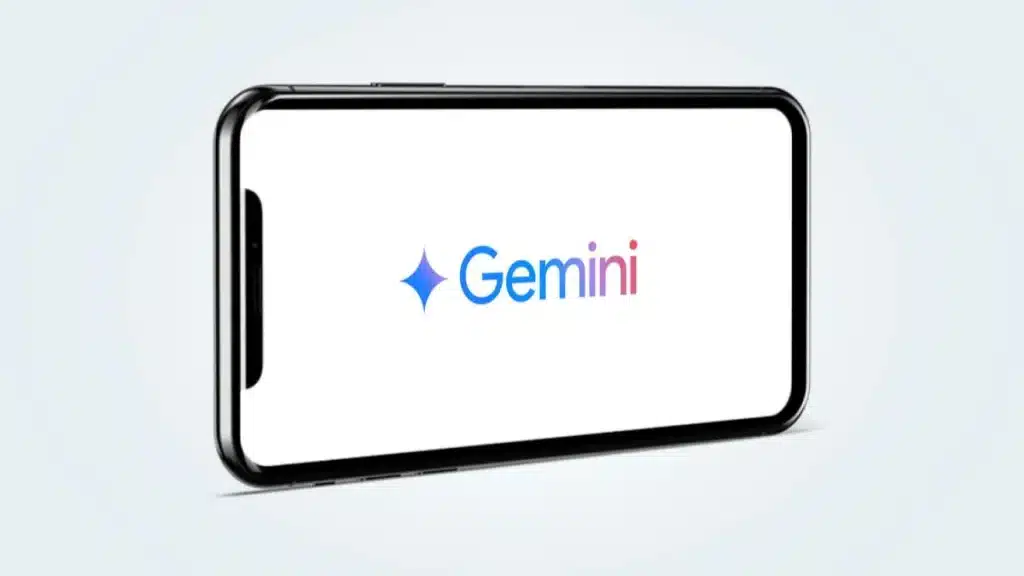 Teléfono móvil con Gemini, la inteligencia artificial de Google, de fondo de pantalla